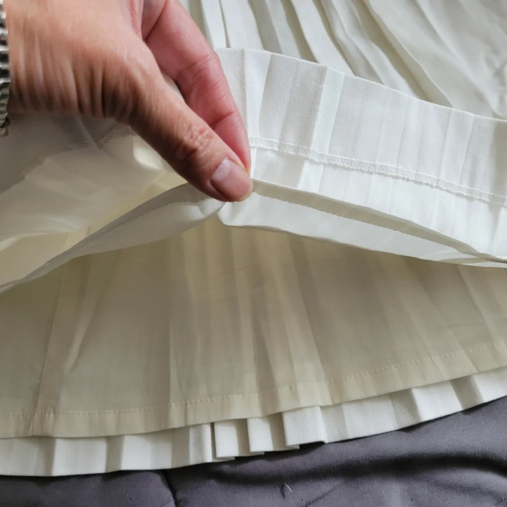 Bebe | Cute Ivory Pleated Sleeveless Fit & Flare Cocktail Dress - Picture 7 of 15